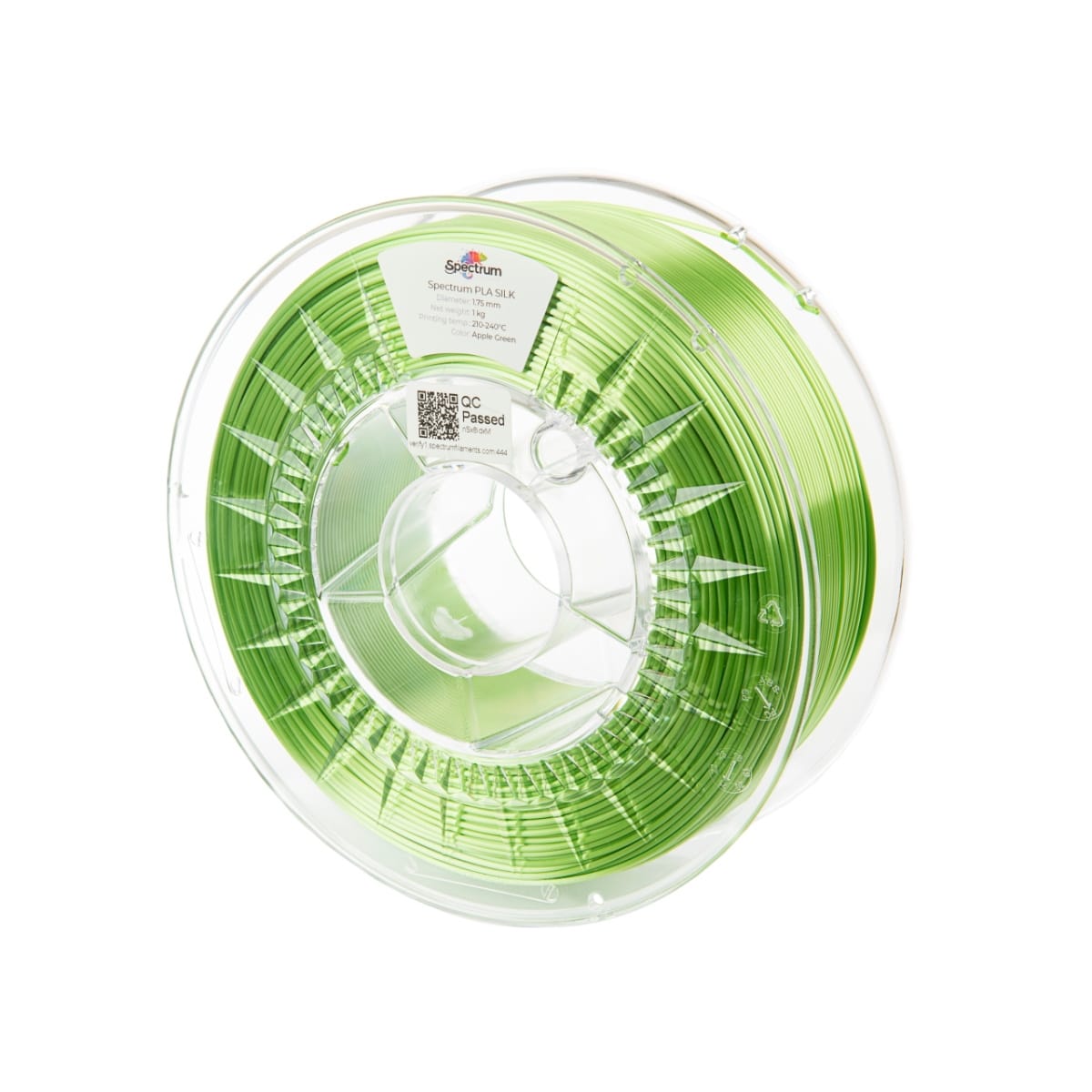 Køb Spectrum Filaments - PLA Silk - 1.75mm - Apple Green - 1 kg - Pris 144.00 kr.