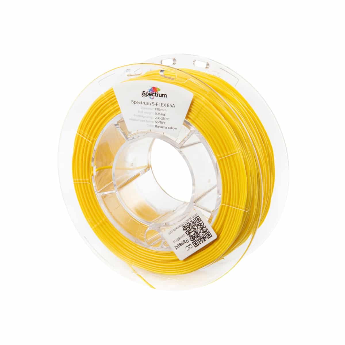 Køb Spectrum Filaments - S-Flex 85A - 1.75mm - Bahama Yellow - 0.25kg - Pris 140.00 kr.