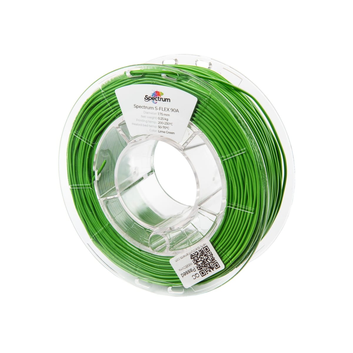 Køb Spectrum Filaments - S-Flex 90A - 1.75mm - Lime Green - 0.25kg filament - Pris 140.00 kr.
