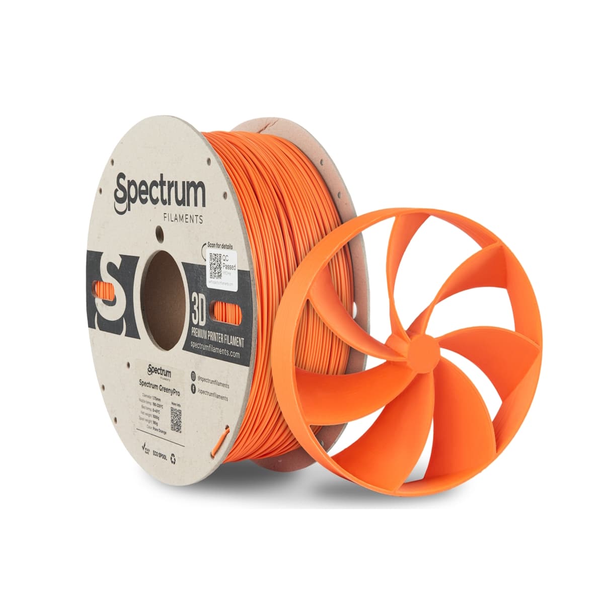 Køb Spectrum Filaments - GreenyPro - 1.75mm - Pure Orange - 1 kg 3d printer - Pris 290.00 kr.