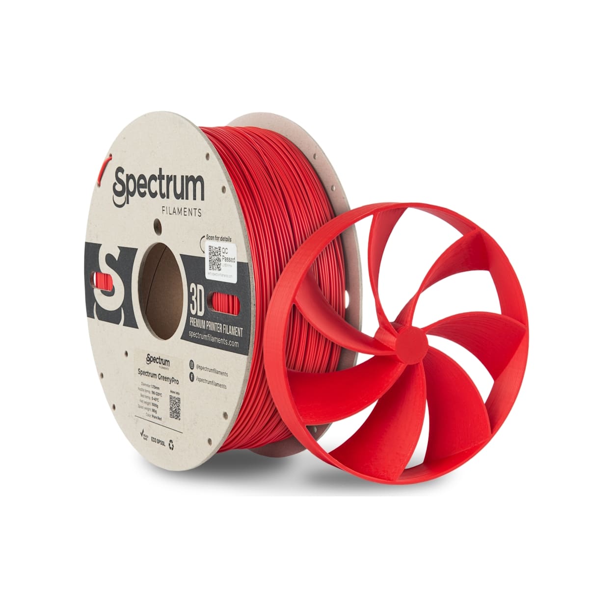 Køb Spectrum Filaments - GreenyPro - 1.75mm - Pure Red - 1 kg - Pris 290.00 kr.