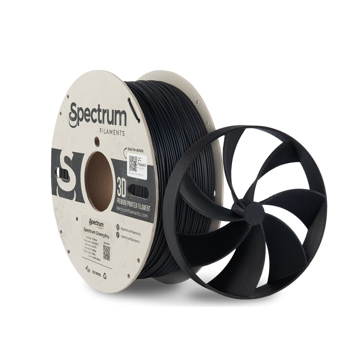 Køb Spectrum Filaments - GreenyPro - 1.75mm - Traffic Black - 1 kg filament - Pris 290.00 kr.