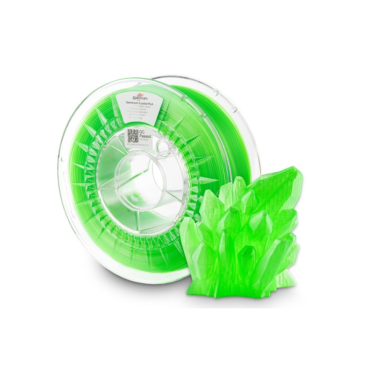 Køb Spectrum Filaments - PLA Crystal - 1.75mm - Neon Green - 1 kg filament - Pris 160.00 kr.