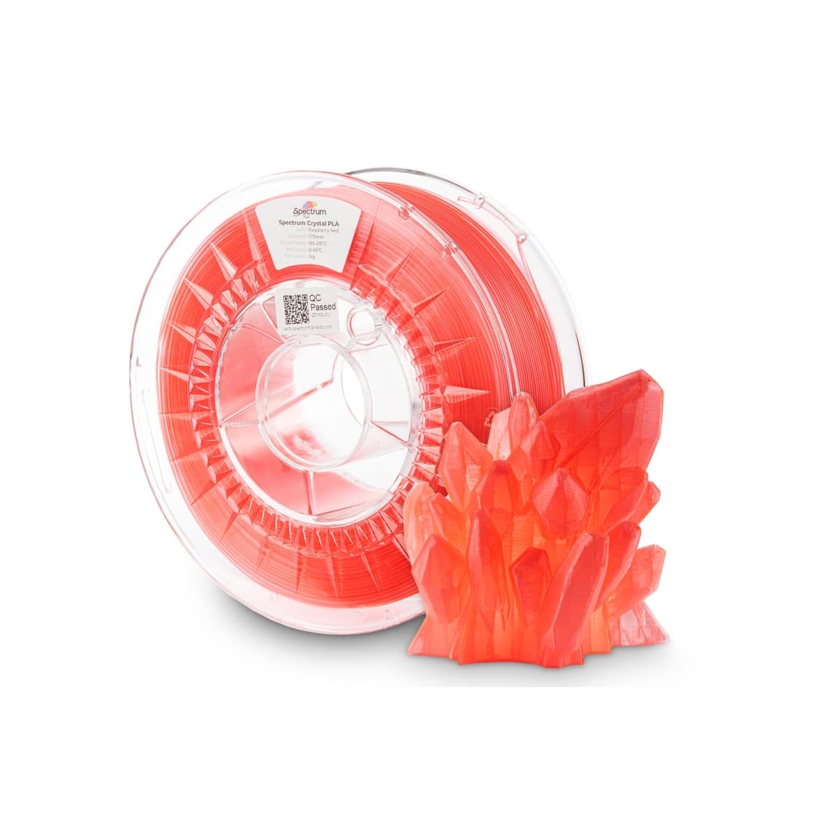 Køb Spectrum Filaments - PLA Crystal - 1.75mm - Raspberry Red - 1 kg filament - Pris 160.00 kr.