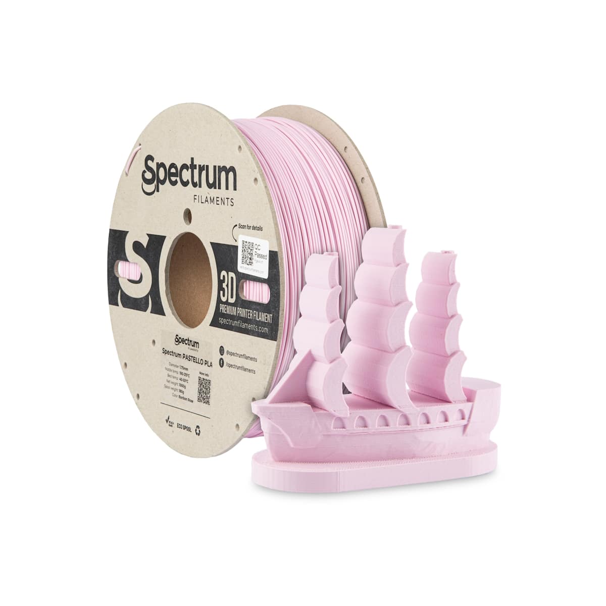 Køb Spectrum Filaments - Pastello PLA - 1.75mm - Bonbon Rose - 1 kg filament - Pris 160.00 kr.