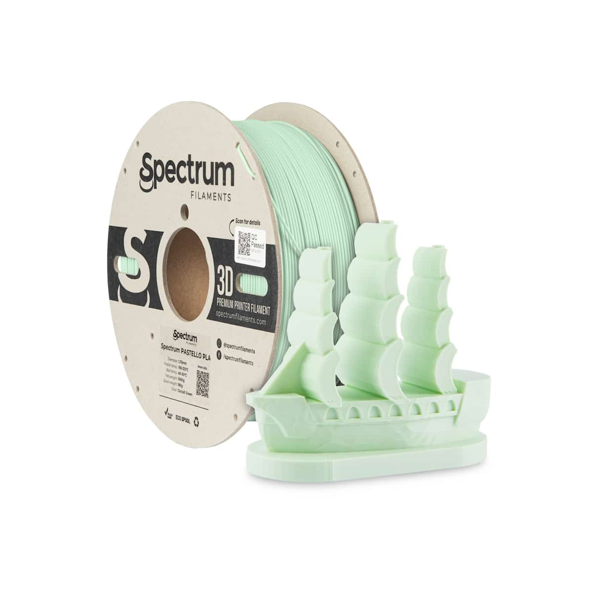 Køb Spectrum Filaments - Pastello PLA - 1.75mm - Coctail Green - 1 kg filament - Pris 160.00 kr.