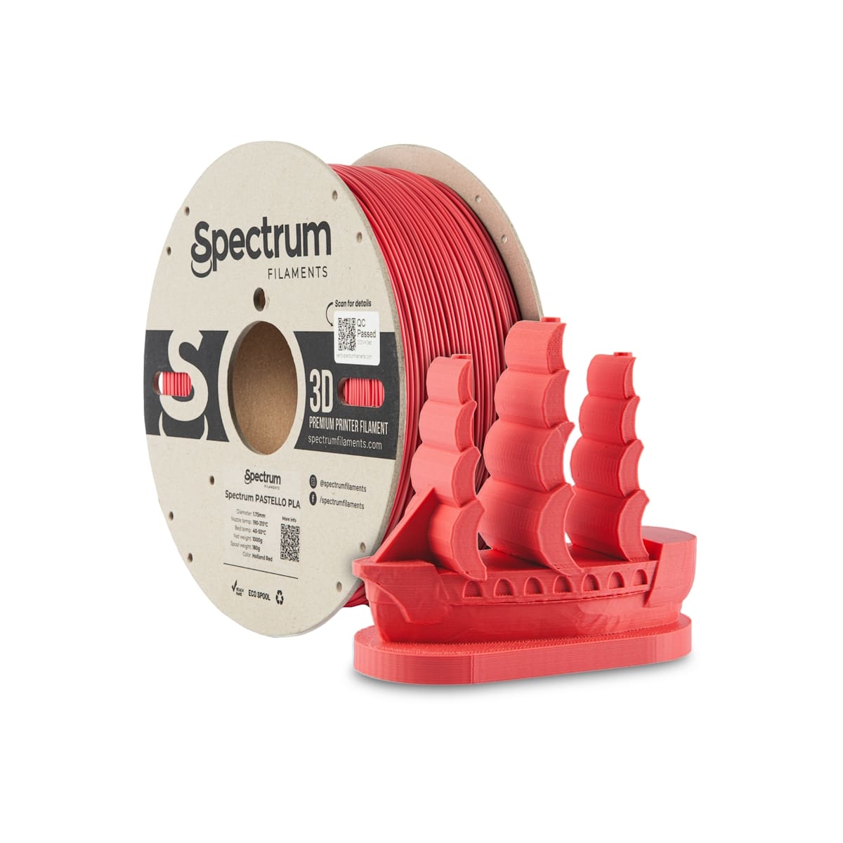 Køb Spectrum Filaments - Pastello PLA - 1.75mm - Holland Red - 1 kg filament - Pris 160.00 kr.