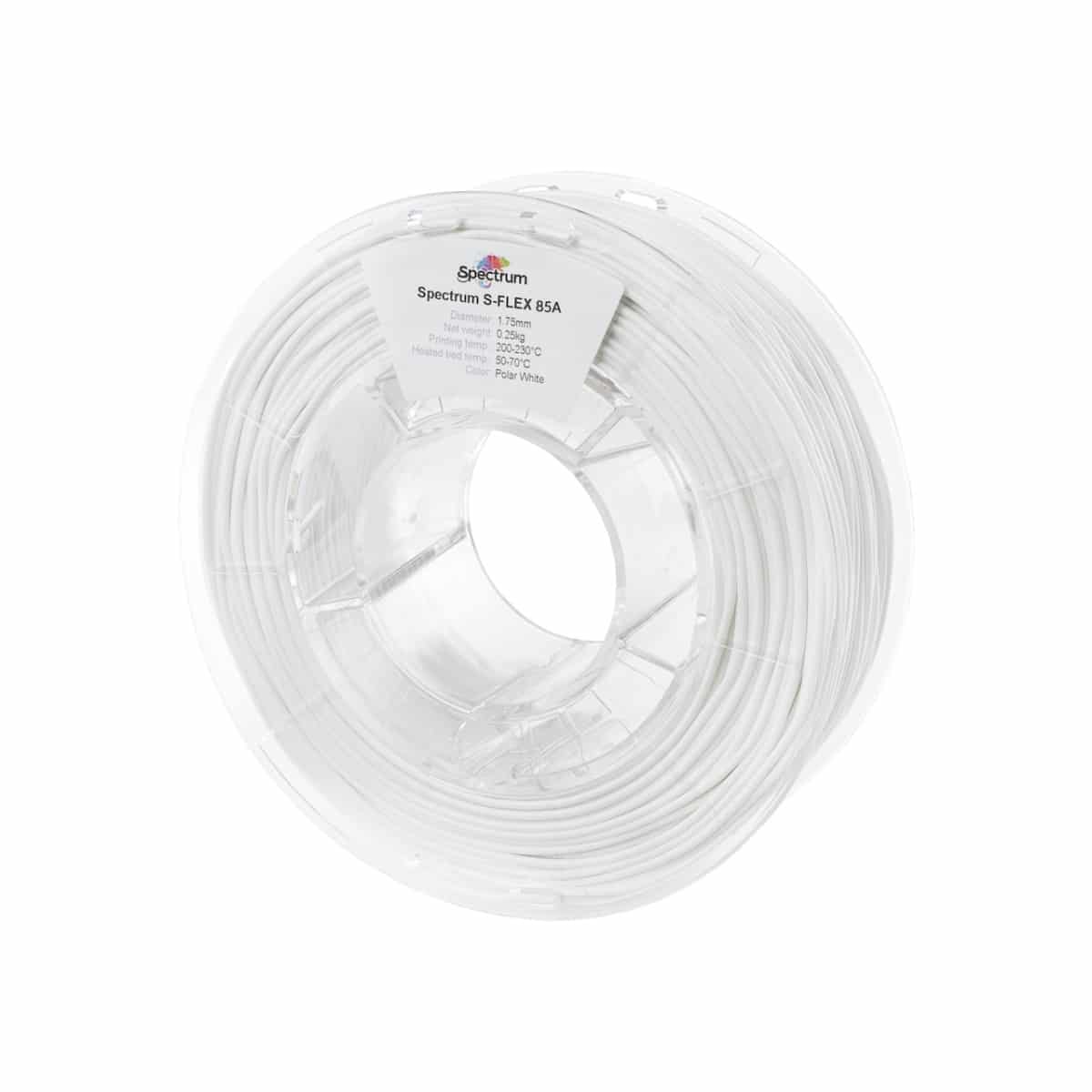 Køb Spectrum Filaments - S-Flex 85A - 1.75mm - Polar White - 0.25kg filament - Pris 140.00 kr.