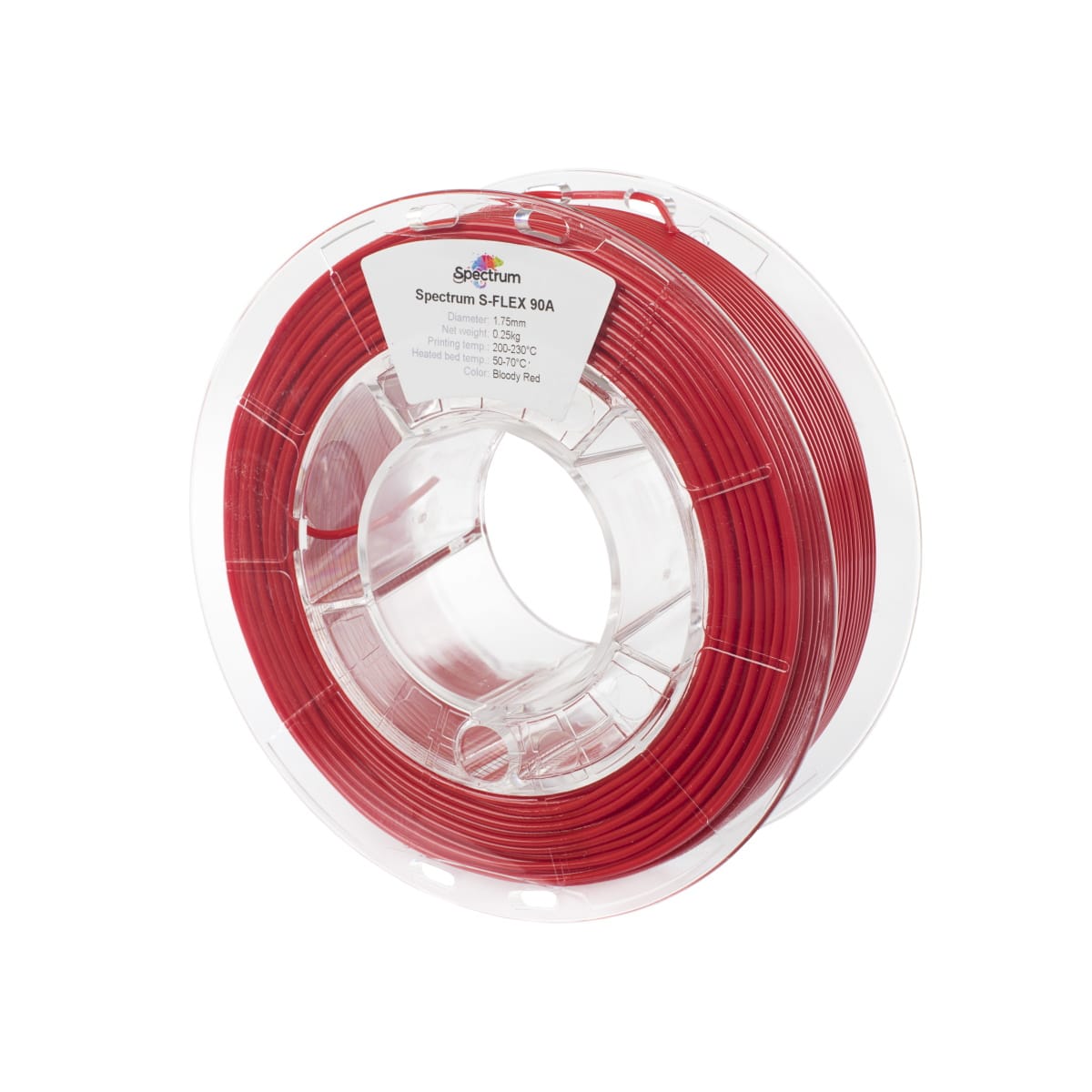Køb Spectrum Filaments - S-Flex 90A - 1.75mm - Bloody Red - 0.25kg filament - Pris 140.00 kr.