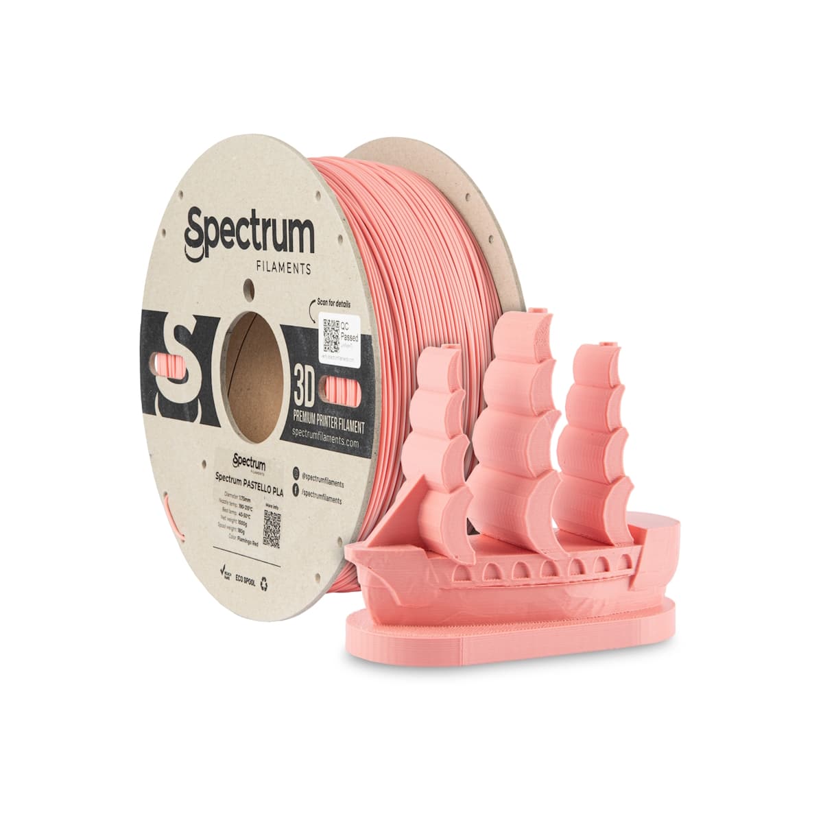 Køb Spectrum Filaments - Pastello PLA - 1.75mm - Flamingo Red - 1 kg - Pris 160.00 kr.