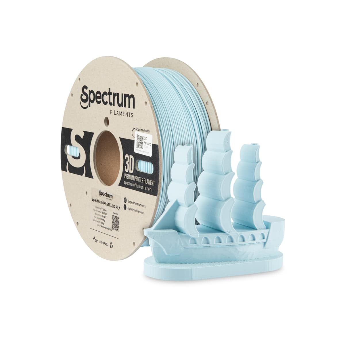 Køb Spectrum Filaments - Pastello PLA - 1.75mm - Atmospheric Blue - 1 kg - Pris 160.00 kr.