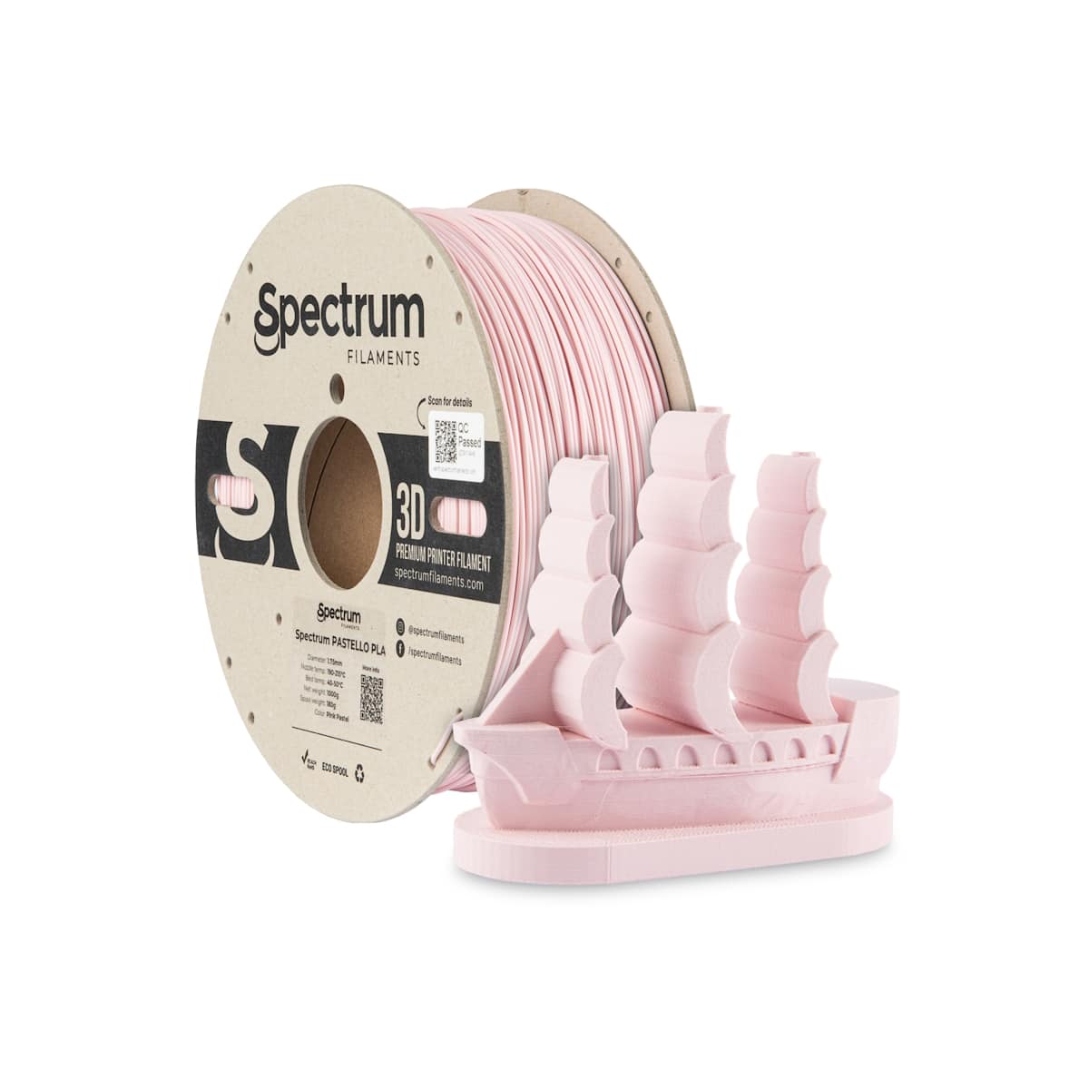 Køb Spectrum Filaments - Pastello PLA - 1.75mm - Pink Pastel - 1 kg - Pris 160.00 kr.